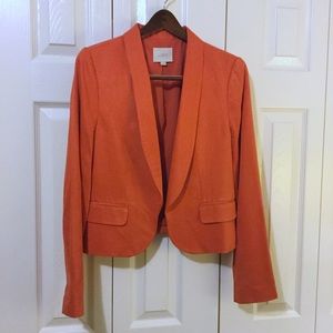 Loft Orange Cropped Open Front Blazer